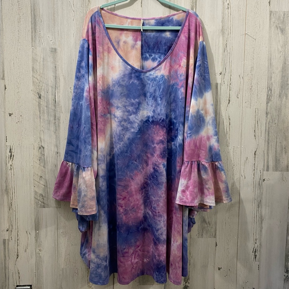 0603 Voel Tie-Dye Bell Sleeve Dress